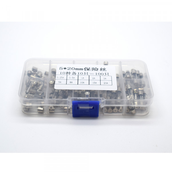 Glass fuse set - 100 pieces - 0.25A - 20A