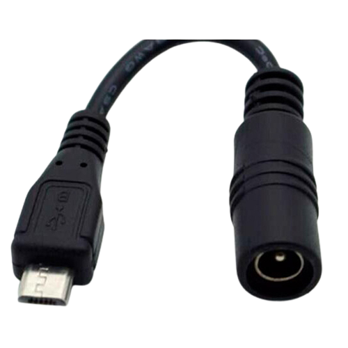 Micro-USB Kabel - mit 5.5*2.1mm DC Stecker, 170mm Kabellänge, schwarz