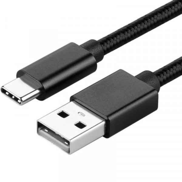USB-C Kabel auf USB Typ A - 100cm, schwarz, Nylon