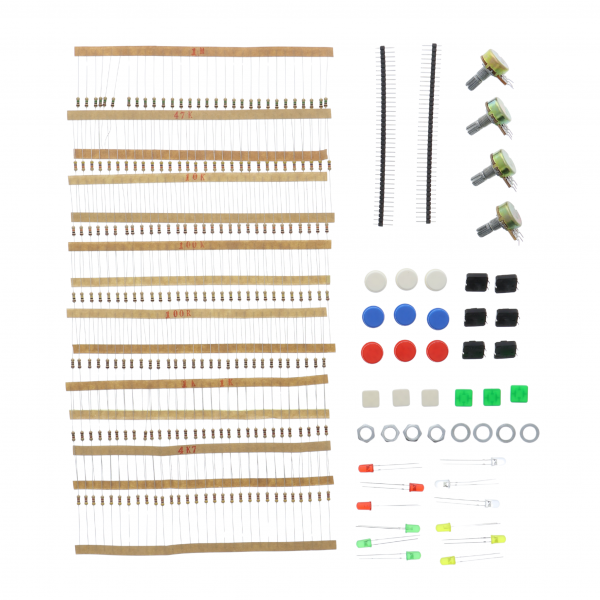 Componentenset 246 stuks - weerstanden, LED's, drukknoppen, pin headers, draaipotentiometer