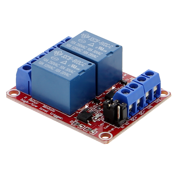 Relay card. HIGH-LOW-LEVEL trigger - 2 channel, 5V