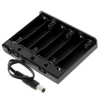 Compartiment à piles - 6x AA (9V), avec prise DC, avec interrupteur Compartiment à piles - 6x AA (9V), avec prise DC, avec interrupteur