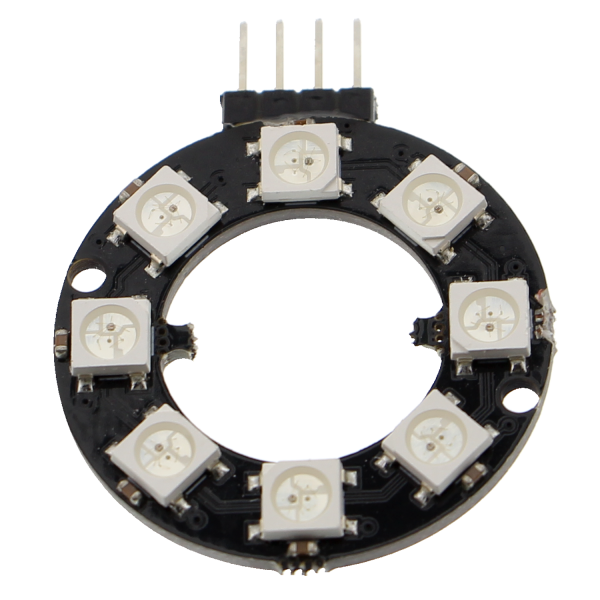 LED ring with 8 pixels (WS2812, comparable to Neopixel) - with soldered pin header