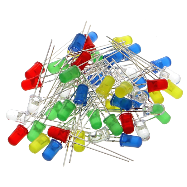 100 pièces - diodes lumineuses de 5mm de diamètre (5 couleurs)