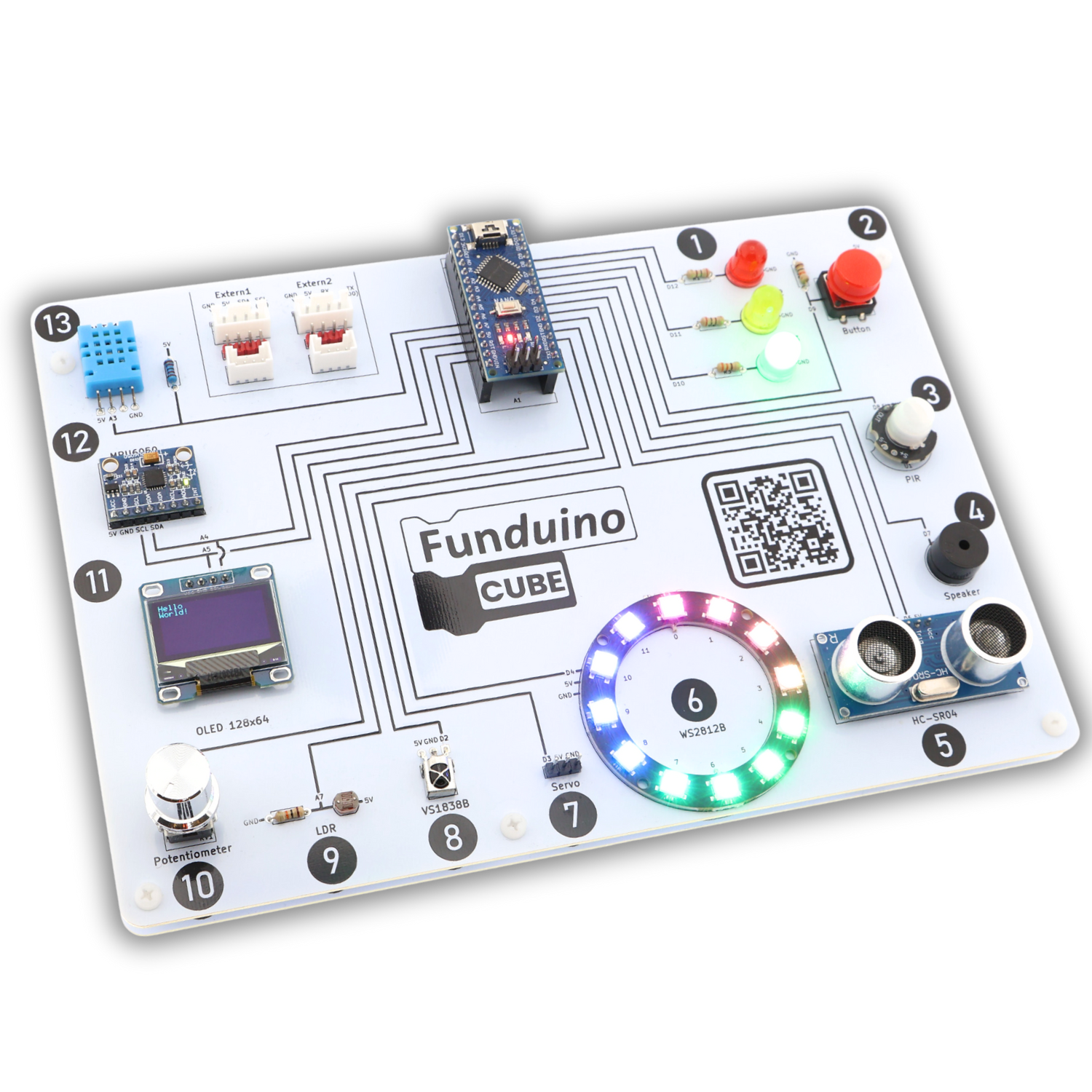 Funduino Cube - Arduino kompatibles Board für die Schule günstig