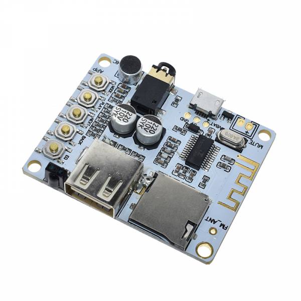 Module récepteur audio 5V, avec 4 modes - Bluetooth V2,1, carte FT/microSD, micro-USB, FM