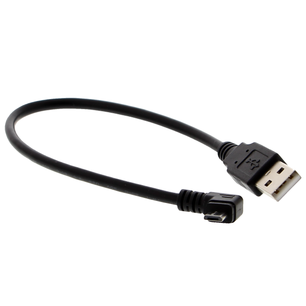 Mikro-USB Kabel - 90 Grad rechtwinklig, 30cm, schwarz