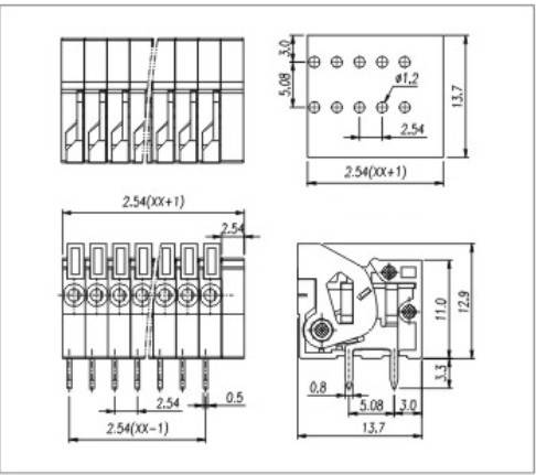 Morsettiera a molla / morsettiera PCB / morsettiera PCB / morsettiera 2,54 mm