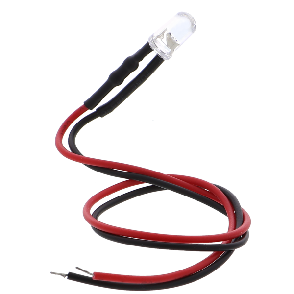 LED 5mm with series resistor and cable 20cm, 12V - different colors
