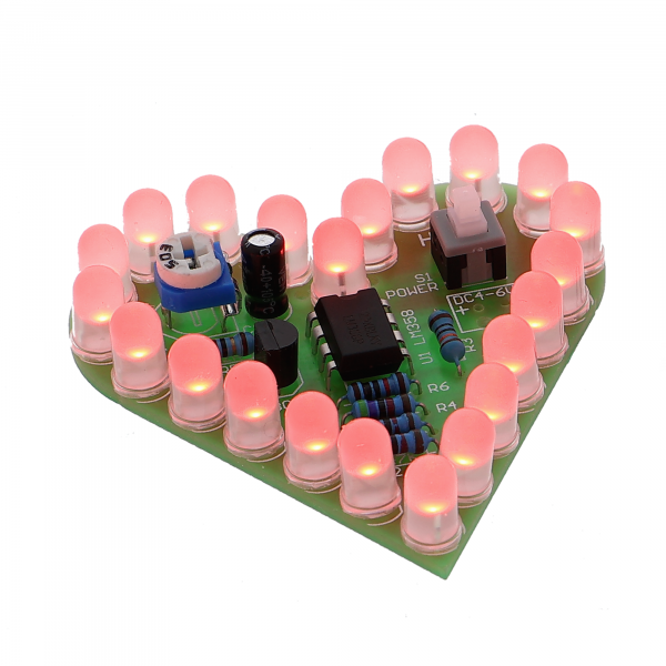 Heart soldering exercise (pulsating LEDs) - different colors