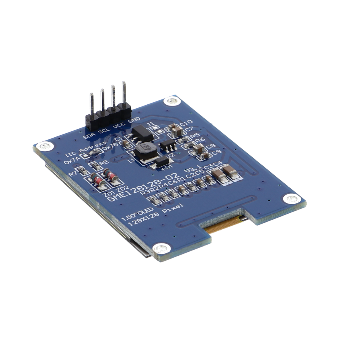 Écran D'affichage Du Module OLED 1.5 Pouces, 4 Broches, Lecteur SH1107 IC 128x128, Interface IIC I2C Pour 51 STM32 P22101 P22102