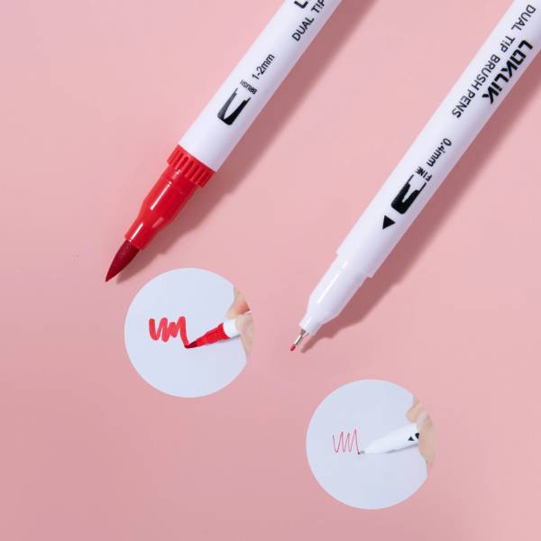 LOKLiK Dual Tip Brush Pens - 12 colors