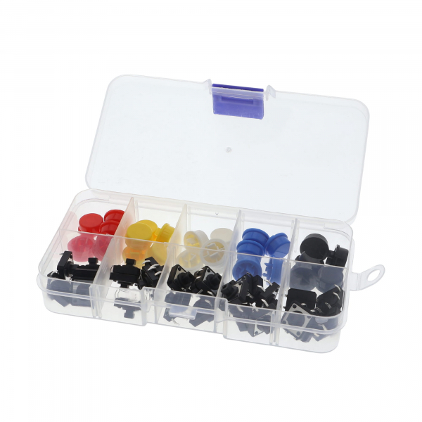 Drukknop assortiment 25 stuks.12x12mm met sorteerdoos