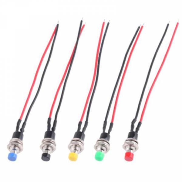 Miniature PBS-110 ON/OFF button with 10cm cable - various colors