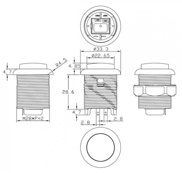 Arcade LED knop 28mm - diverse kleuren