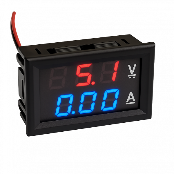 Voltmeter en ampèremeter in één module 100V / 10A