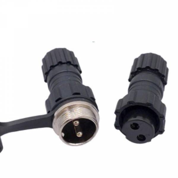 Circular connector, 2-pin, GX16-2, plug and socket