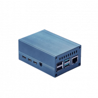 Boîtier bleu en aluminium pour Raspberry Pi 4, ventilateur inclus Boîtier bleu en aluminium pour Raspberry Pi 4, ventilateur inclus