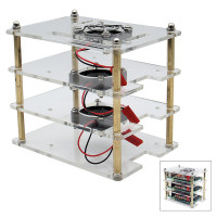 Boîtier avec ventilateur pour Raspberry Pi 4, 3B+, 3B, 2B - Empilable, 3 niveaux Boîtier avec ventilateur pour Raspberry Pi 4, 3B+, 3B, 2B - Empilable, 3 niveaux