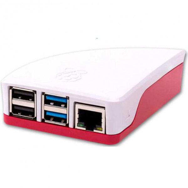Boîtier Raspberry Pi 4B avec logo RBPi - rouge / blanc