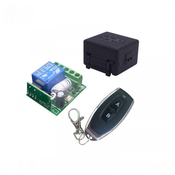Radio remote control + receiver module, incl. 12V 1-channel relay, 433 MHz
