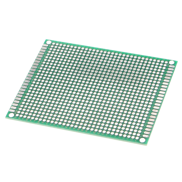 Doppelseitige PCB Leiterplatte (grün) - 70 x 90mm Rastermaß 2.54 mm