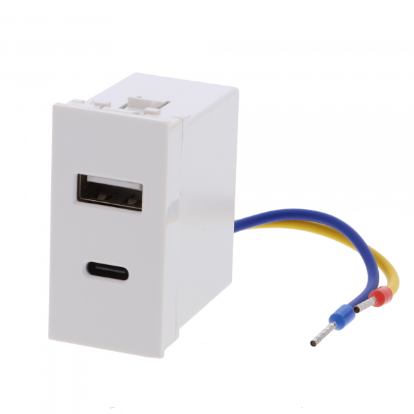 USB-Ladesteckdose als Einbaumodul mit USB-A und USB-C