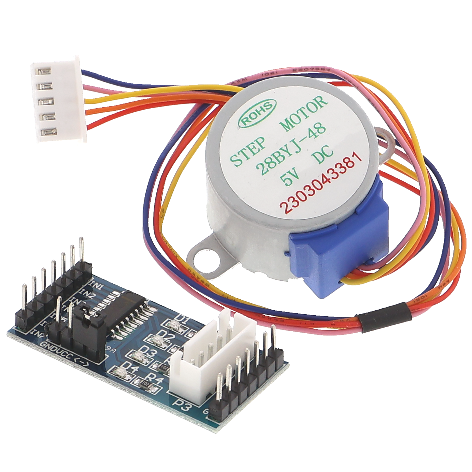 Moteur Pas à Pas 28BYJ-48 Avec Driver ULN2003 - Pour Arduino, Raspberry Pi - 5V, 4 Phases, Réduction 1/64