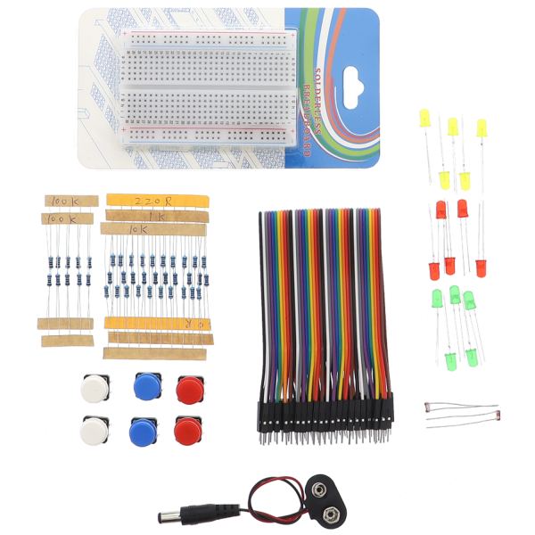 Taster, LED, Widerstand, Breadboard, Kabel - Mini Kit