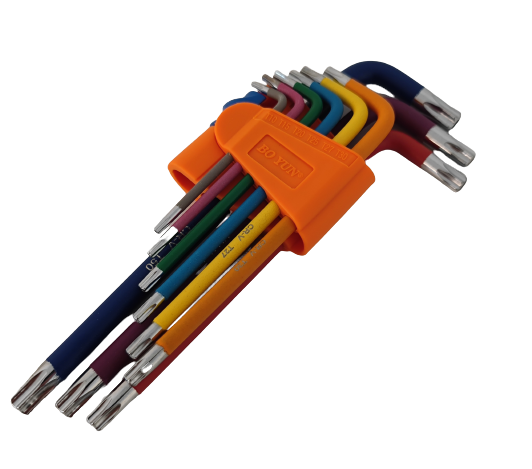Schlüsselset Typ "Torx" - 9 Stück, T10-T50, farbig