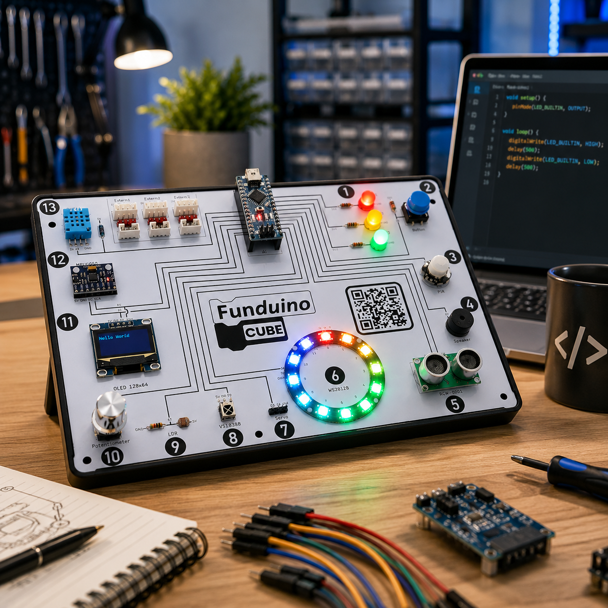Funduino Cube - sauber, strukturiert, sofort einsatzbereit