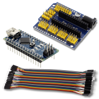 NANO R3 (CH340), scheda di espansione NANO R3 e 40 pz. Cavi M/M NANO R3 (CH340), scheda di espansione NANO R3 e 40 pz. Cavi M/M