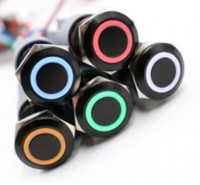 Druckschalter, Schwarz - 3-9V, LED beleuchtet Druckschalter, Schwarz - 3-9V, LED beleuchtet