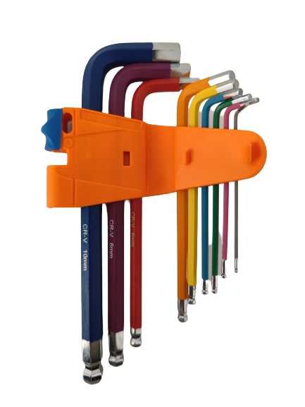 9x Innensechskantschlüssel - 1.5-10mm, farbig, mit Kugelkopf
