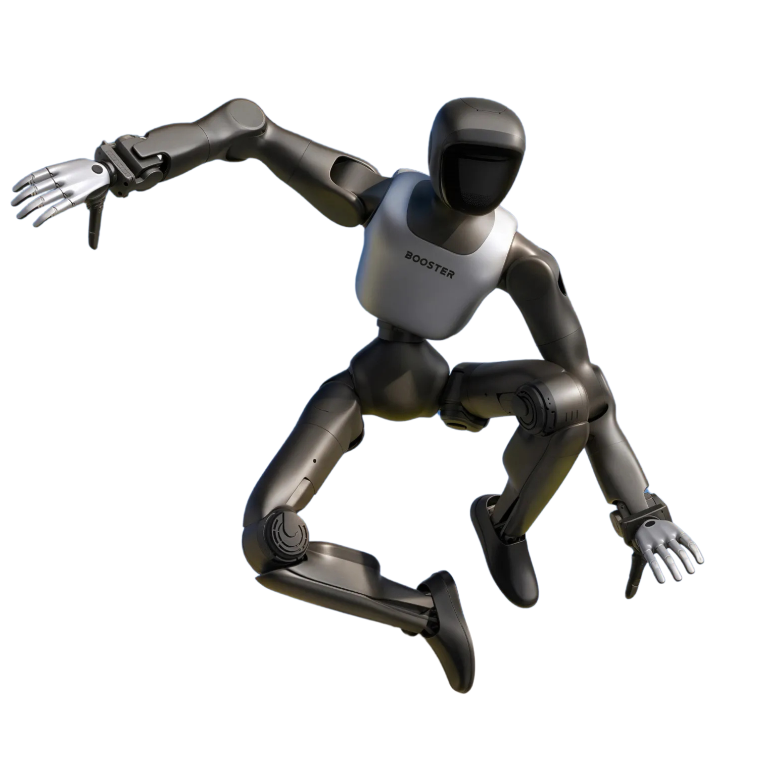 Booster Robotics T2 Pro freigestellt in Sprungbewegung