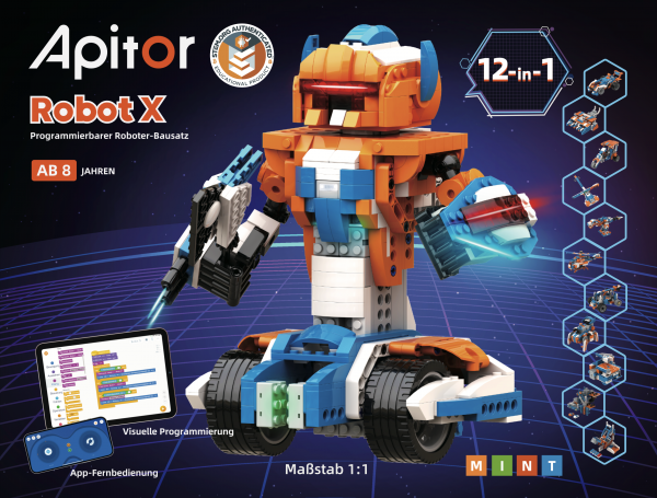 Apitor Robot X - 12-in-1-Lernroboter-Kit für Fortgeschrittene Apitor Robot X - 12-in-1-Lernroboter-Kit für Fortgeschrittene