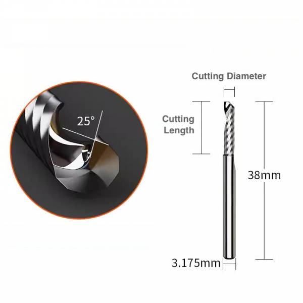 Makera Spiral 'O' Single Flute Fräser für Metall - 1/8 Shank