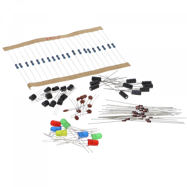 Component set 1390 pieces - diodes, resistors, transistors & capacitors