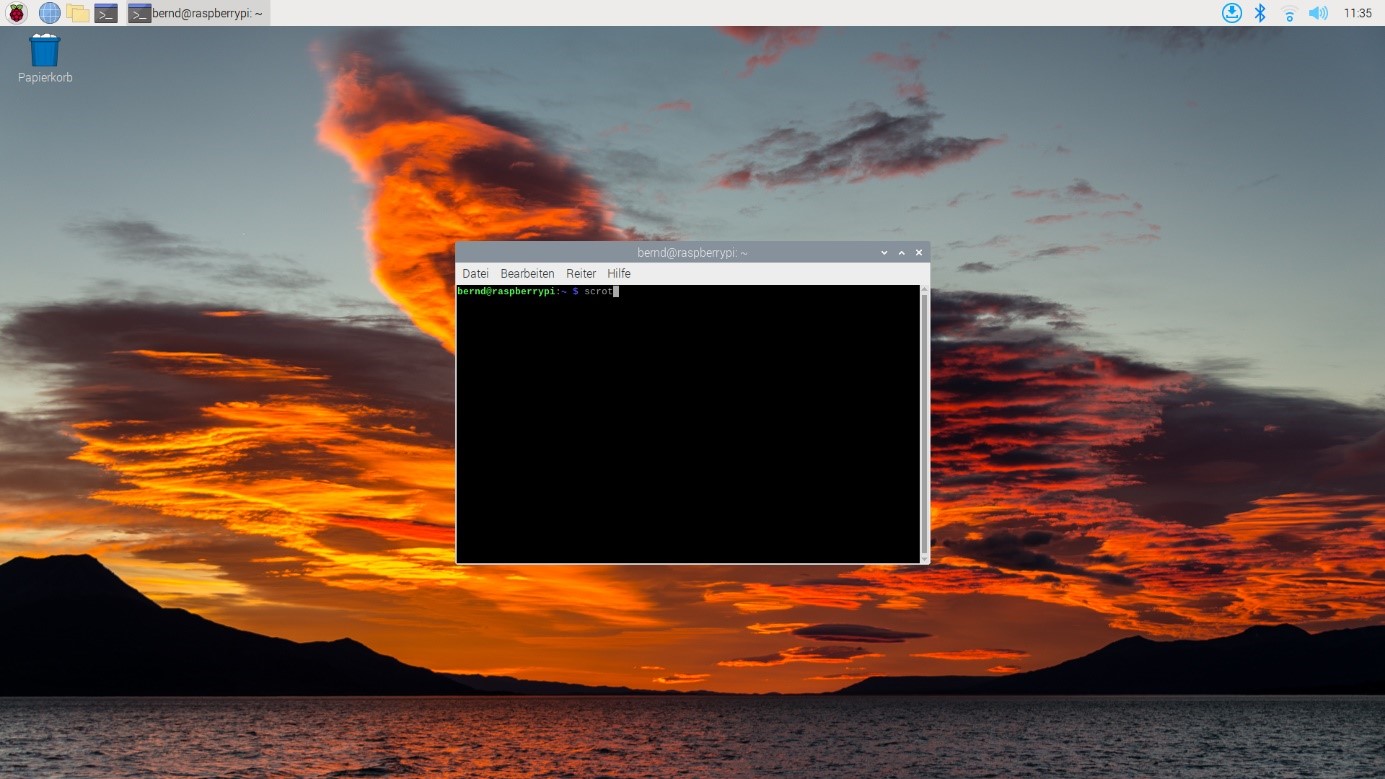 Capture d'écran de l'interface Raspberry Pi