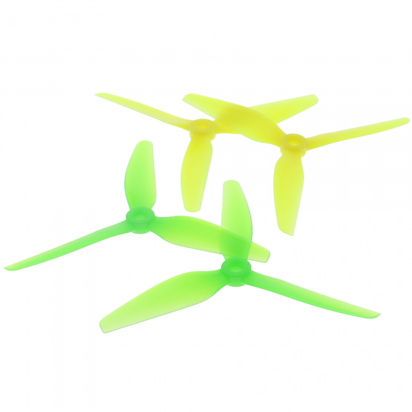 Hélice 5 pulgadas, 3 palas, CW/CCW , amarilla/verde - para drones RC 4uds.