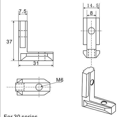 Innenwinkel Eckverbinder für Aluminiumprofile (30 B-Typ / 40 I-Typ 