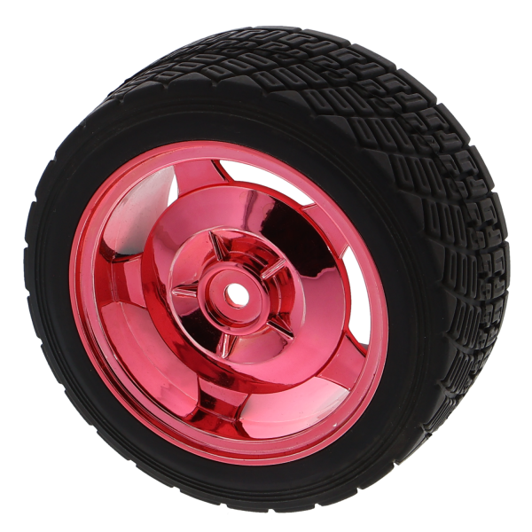 Chassis Rad /Felge mit Reifen / Rot-Chrom 83mm