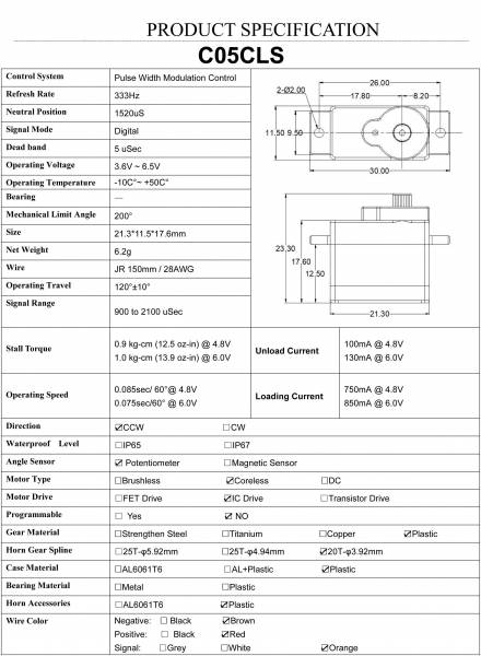 Servo C05CLS - 5g