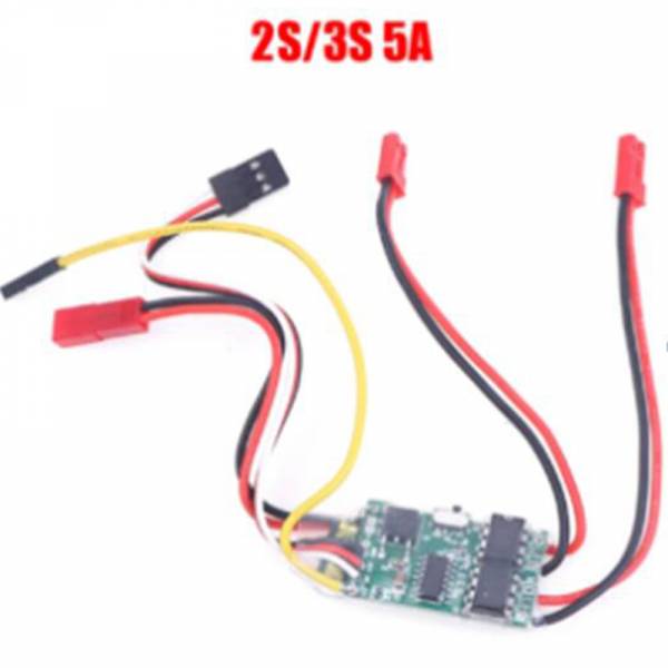 Regulador de velocidad ESC con escobillas, 2s-3s Lipo, 5A, 180RPM, bicanal