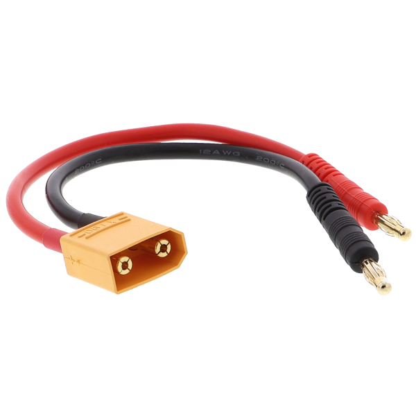 Charging cable XT90 to 4mm banana plug 15cm gold plug