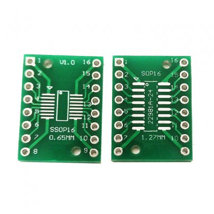 SOP16 / SSOP16 / TSSOP16 / SMD to DIP 0.65/1.27mm adapter board
