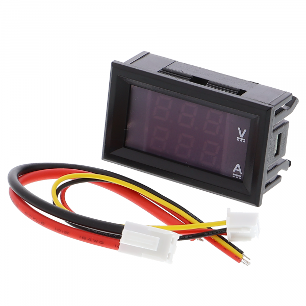 Voltmètre et ampèremètre en un seul module 100V / 10A - Couleur de l'écran : rouge