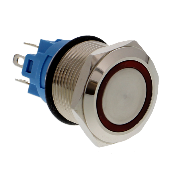 Drucktaster, Chrom - 3V/5V, LED beleuchtet - mit Fassung