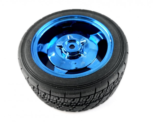 Chassis wheel / rim with tire / blue chrome 83mm
