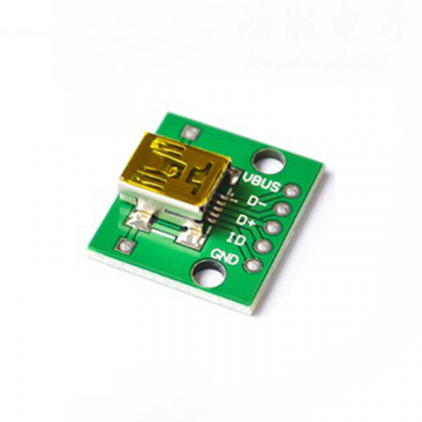 Mini USB to DIP Adapter, 5 Pin Female, USB B Type, PCB Converter Module Board